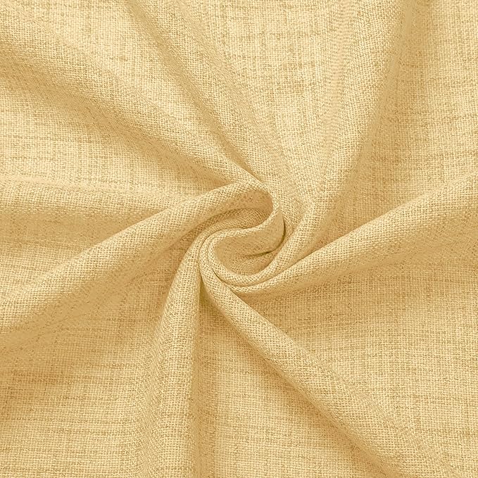 Tollpiz Linen Curtain Bedroom Rod Pocket Semi Sheer Curtains Burlap Light Filtering Thick Linen Drape for Living Room, 38 x 84 inches Long, Beige, Set of 2 Panels