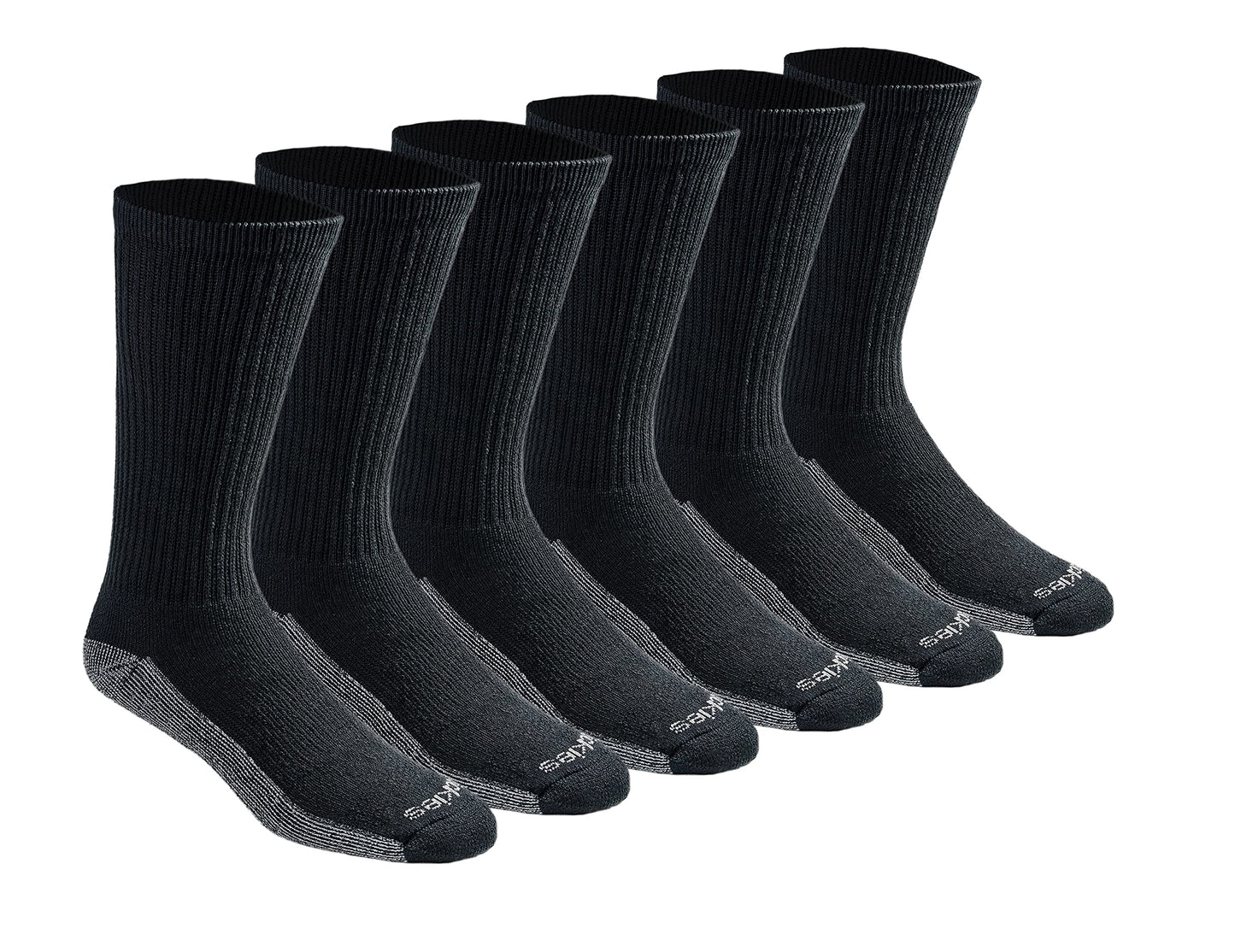 Dickies Men's Dri-tech Original Moisture Control Crew Socks Multipack, Black (6 Pairs), Shoe Size: 6-12, Pack of 6