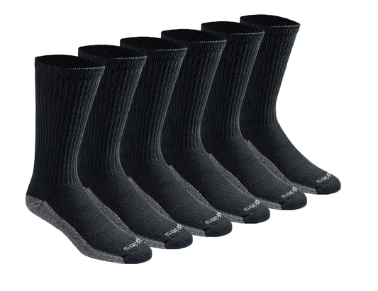 Dickies Men's Dri-tech Original Moisture Control Crew Socks Multipack, Black (6 Pairs), Shoe Size: 6-12, Pack of 6
