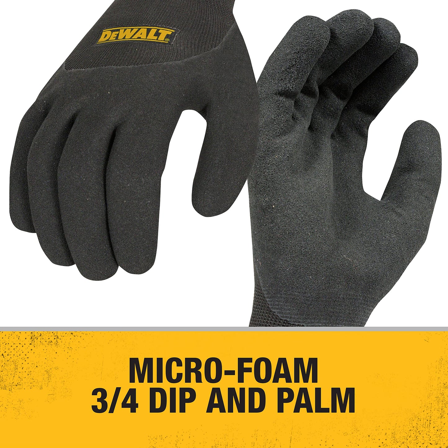 Dewalt DPG737L Thermal Insulated Grip Glove 2 in 1 Design, Large, Black/Yellow