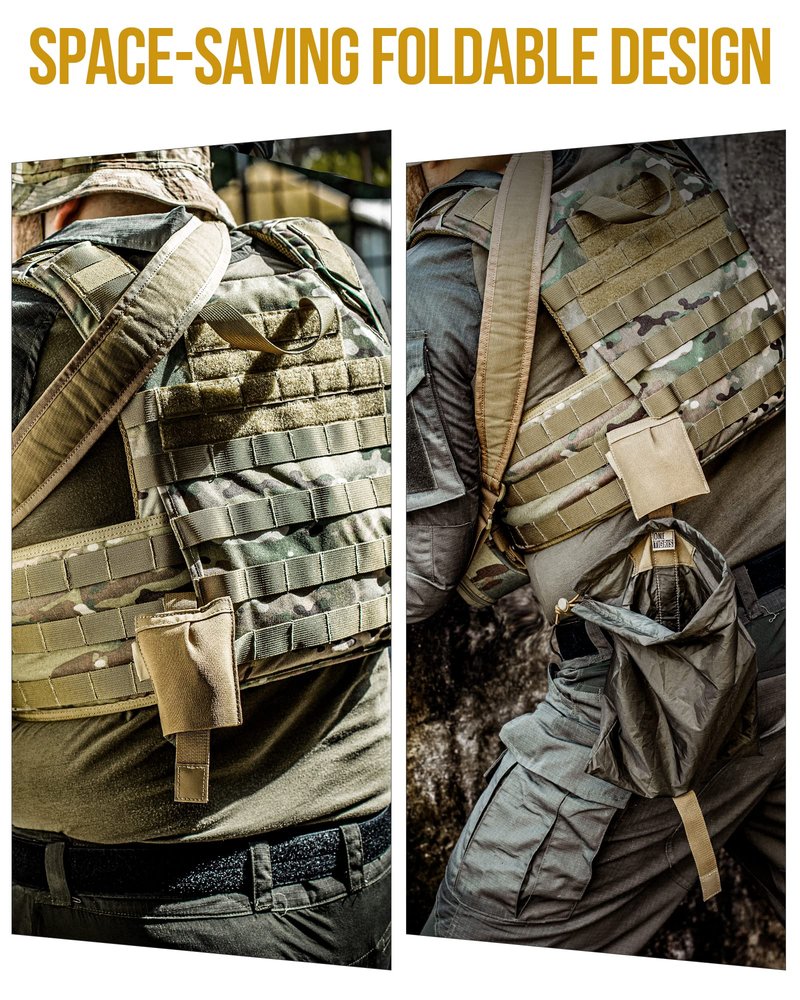 OneTigris Dump Pouch - Tactical Belt Mounted MOLLE Dump Pouch, Roll Up Foldable Magazine Mag Pouch, Quick-Release Utility Waist Bag, Coyote Brown