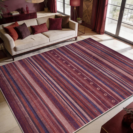 Keen Home Design 6x9 Rug - Machine Washable Area Rug with Non-Slip Backing, Ideal for Living Room, Dining Room, Bedroom - Vintage, Easy Clean, Durable, Low Pile Rug - (6' x 9')