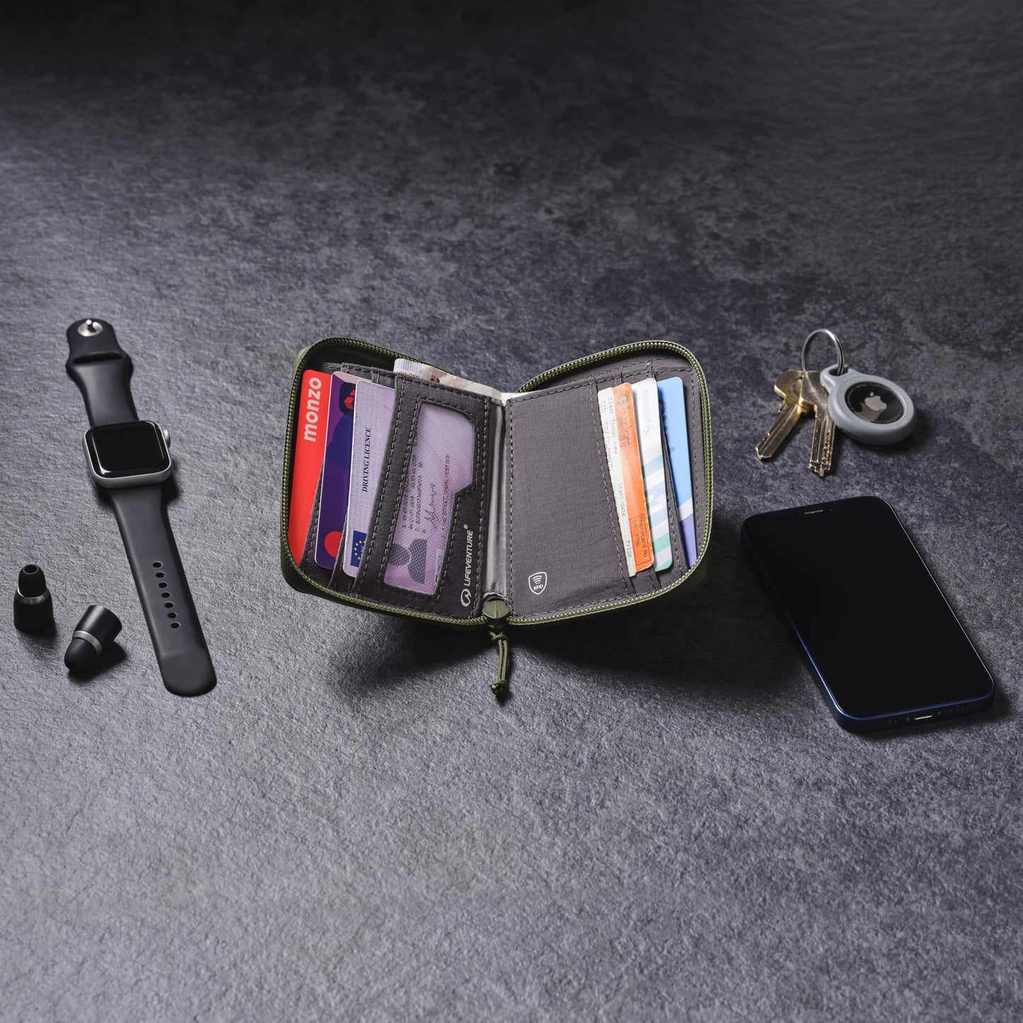 Lifeventure RFID Protected Bi-Fold Wallet, Made from eco-Friendly Recycled Material Olive