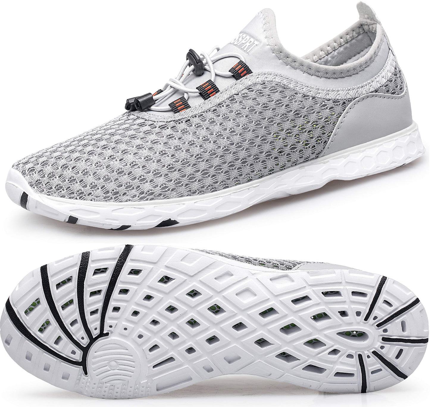 DOUSSPRT Men's Water Shoes Quick Drying Sports Aqua Shoes Grey Size 10