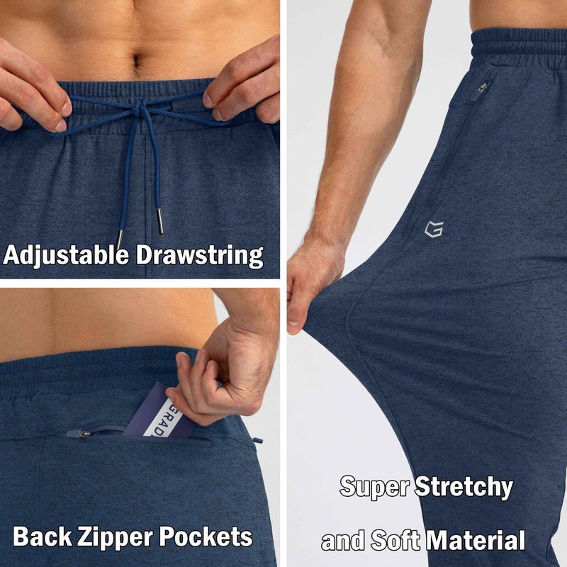 G Gradual Men's Sweatpants with Zipper Pockets Tapered Joggers for Men Athletic Pants for Workout, Jogging, Running (Heathered Academy Blue, X-Large)
