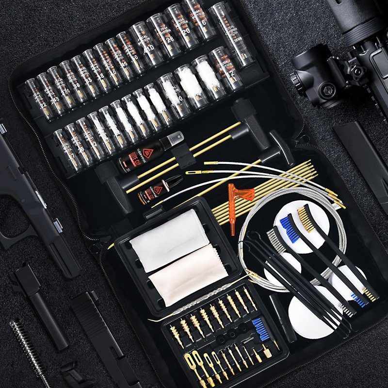 GLORYFIRE Gun Cleaning Kit Rifle Handgun Shotgun Pistol Cleaning Kit for All Guns with High-end Brass Brushes, Mops, Jags, Reinforced, Lengthened Rods and Gun Cleaning Snake&Ropes