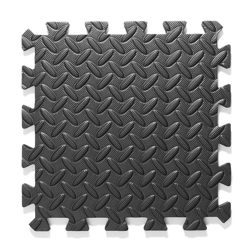 Philosophy Gym Pack of 36 Exercise Flooring Mats - 12 x 12 Inch Foam Rubber Interlocking Puzzle Floor Tiles - Black