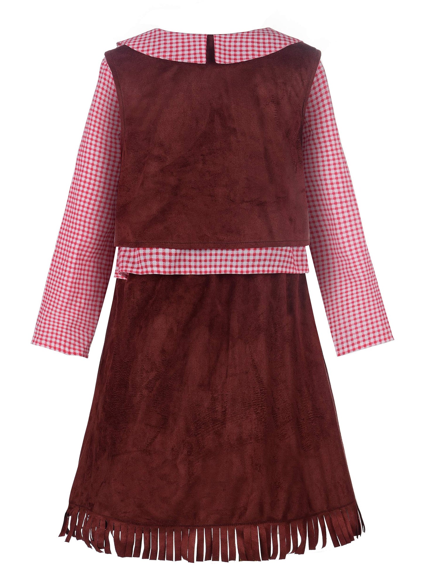 ReliBeauty Western Cowgirl Costume for Girls Funny Holiday Party Princess Dress Up Outfit for Kids Brown,7-8/140