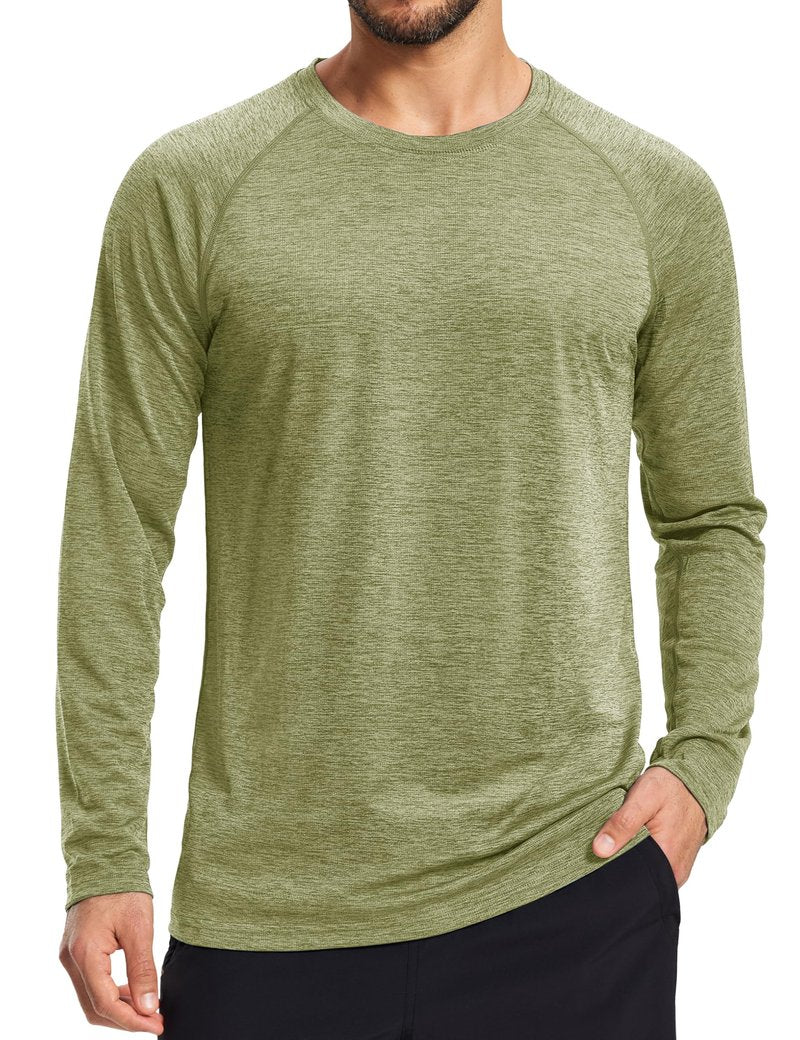 MAGCOMSEN Men's Sun Protection Shirts UV SPF UPF 50+ Long Sleeve Tee Shirts Summer Quick Dry Fishing Hiking Running Workout Green, L