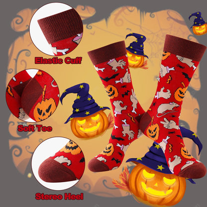 Halloween Socks Men Pumpkin Socks Crazy Funny Dress Colorful Novelty Cute Sock Halloween Gifts for Men Boys