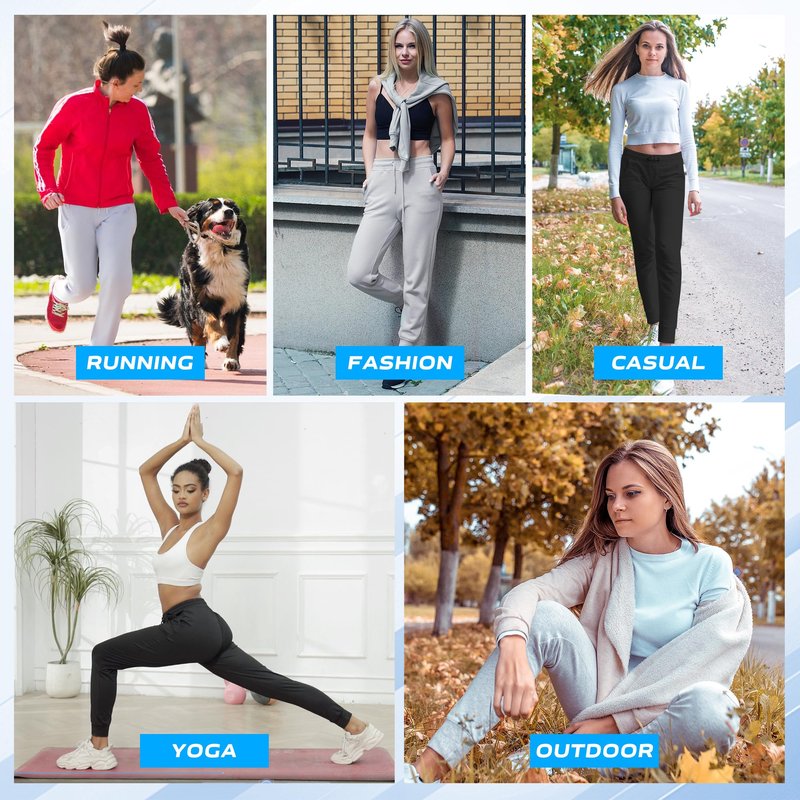 MCPORO Womens Joggers with Pockets & Drawstring-Sweatpants for Women Workout Running Yoga Lounge Pants