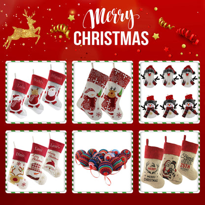 WEWILL 19'' 3 PCS Buffalo Plaid Christmas Stocking Decoration with Faux Fur Cuff Themed with Xmas Holiday Party Fireplace Decor Gifts for Family