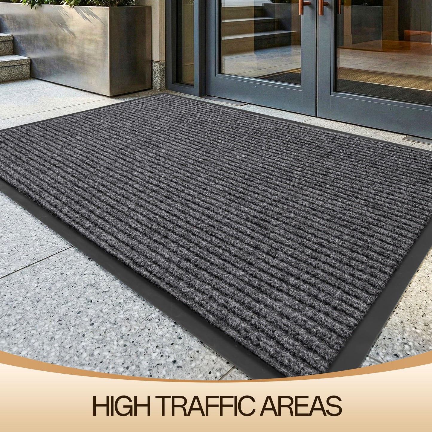 Amyracel Front Door Mat Indoor Outdoor Entrance, 48" x 72" All-Season Waterproof Doormat for Enterway, Heavy Duty Commercial Floor Mat, Fade Resistant, Rubber Back, Low Profile, Easy Clean