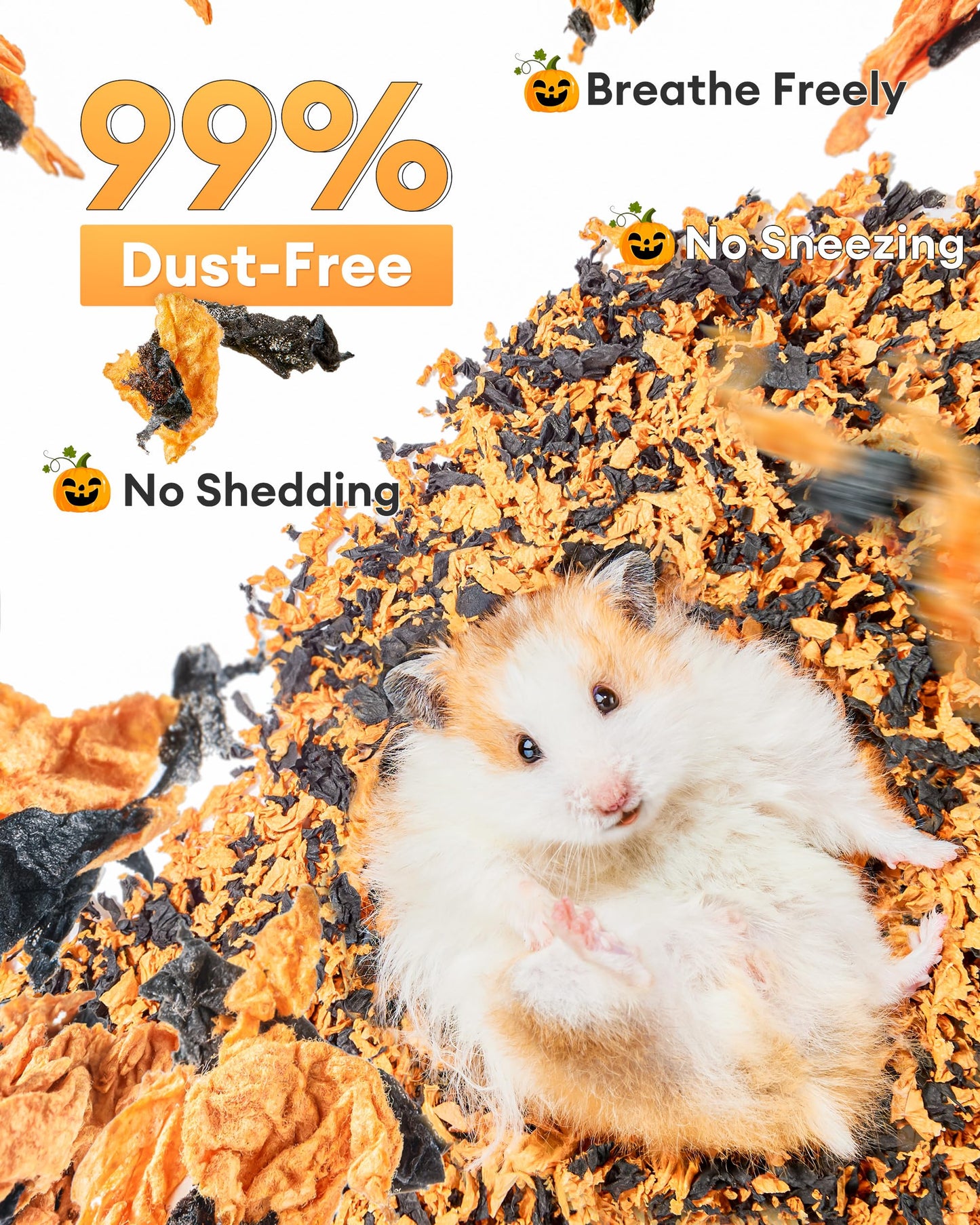 BUCATSTATE Hamster Bedding 70L, 99% Dust-Free Guinea Pigs Bedding Odor Control, Cozy Paper Small Animal Beddings for Rabbit Rat Syrian Dwarf Hamsters Gerbils (Halloween Décor)