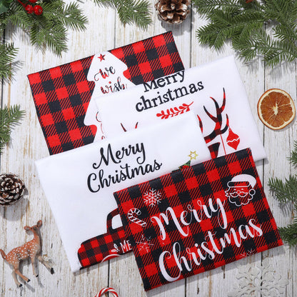 Honoson Christmas Kitchen Towels Ultra Absorbent Dish Quick to Drying Buffalo Plaid Hand Towel Polyester Cleaning Tea Towels for Home Washing Drying Dishes Kitchen Supplies(Black, Red,Plaid)