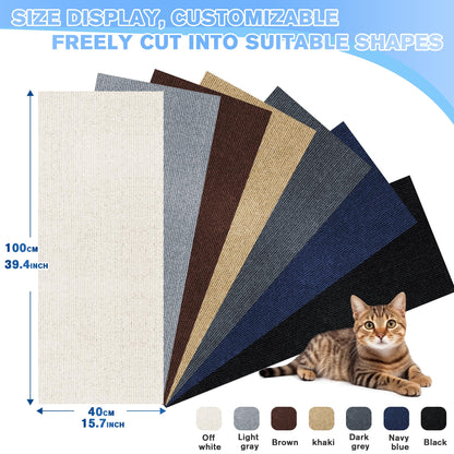 Cat Scratch Mat 5Pack,39.3"x15.7" Cat Scratching Mat Self-Adhesive Carpet Mat Trimmable, Cat Wall Shelves, Cat Scratcher Board,DIY Furniture Protecting Furniture Protector Sofa