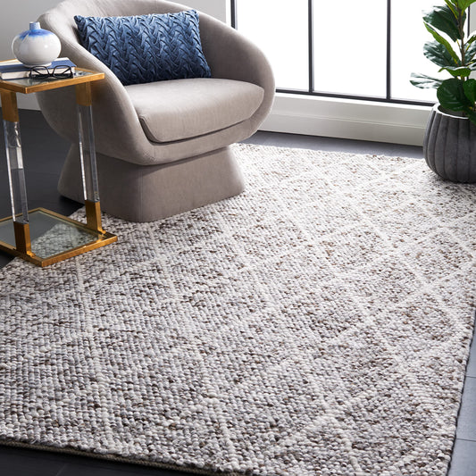 SAFAVIEH Natura Collection Area Rug - 6' x 9', Ivory & Stone, Handmade Moroccan Trellis Cotton, Ideal for High Traffic Areas in Living Room, Bedroom (NAT712A)