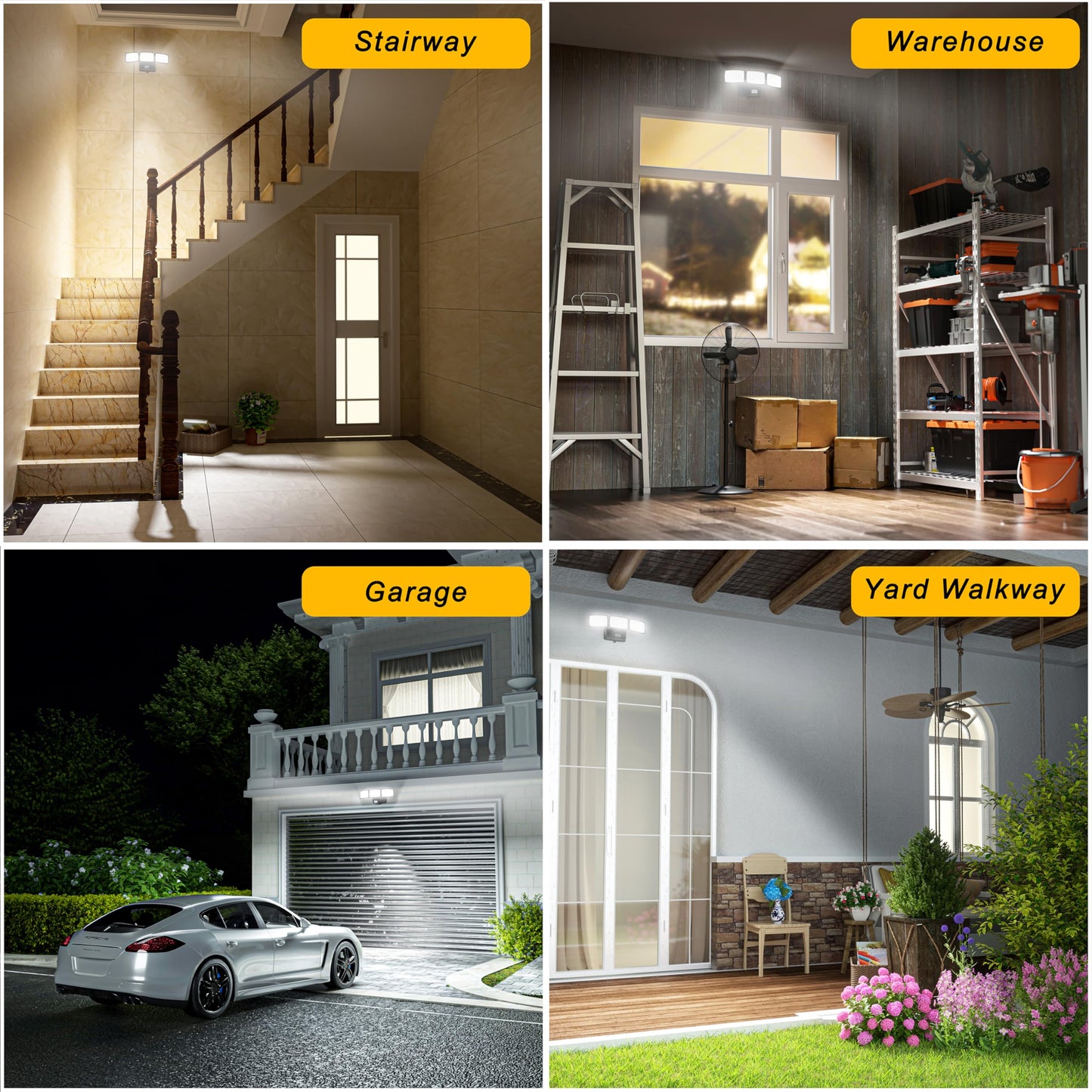 AIXPI Battery Powered Outdoor Security Lights, 240 LED Motion Sensor PIR, IP65 Waterproof Wireless Flood Lights for Garden Yard, Porch, Garage, 1 Pack