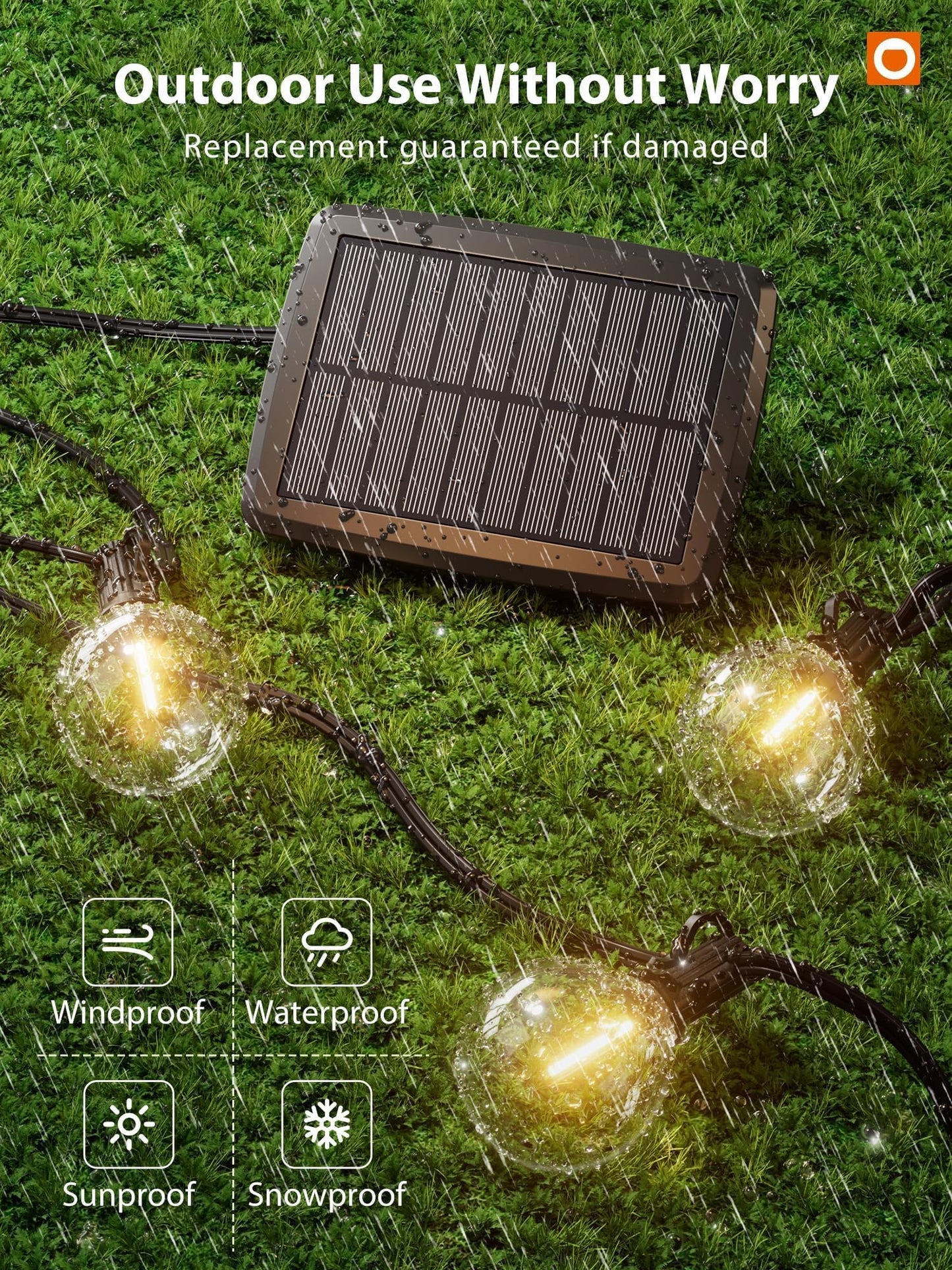 addlon 50FT Solar String Lights for Outside G50 Waterproof with USB Port Solar Patio Lights Outdoor Solar Powered LED Bulbs 3 Light Modes for Backyard Porch Garden Market Bistro Camping