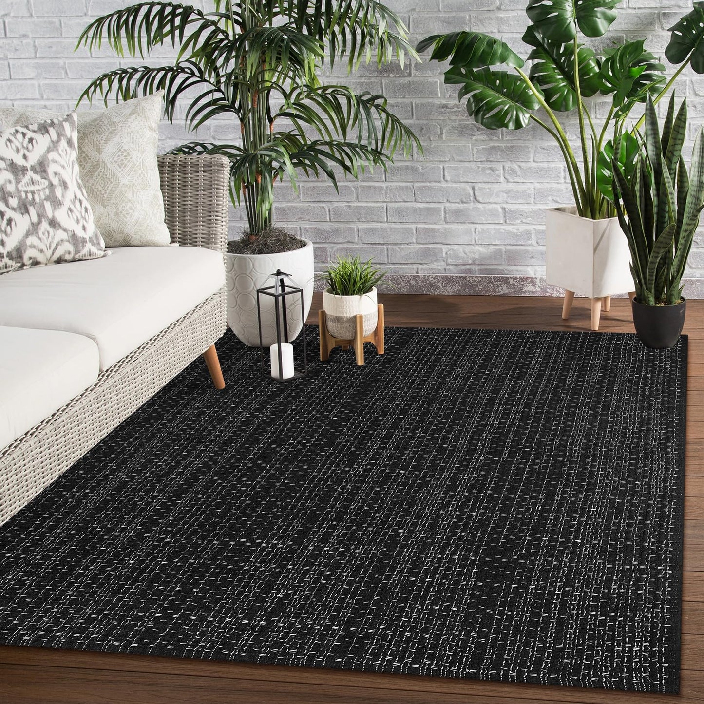 Seavish 4X6 Area Rug, Washable Kitchen Rug, Black and White Striped Outdoor Rug, Modern Cotton Woven Rugs, Farmhouse Decor Reversible Laundry Room Mat Small Accent Throw Rugs Front Porch Patio Mat