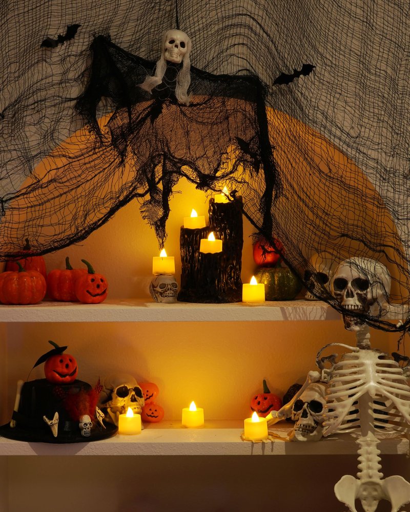 Amagic 24 Pack LED Tea Lights, Flameless Votive Candles, Lasting Electric Fake Small Candles, Battery Operated Tealights Candles for Halloween, Christmas, Home Decor, Wedding, Party, Festival(Ivory)