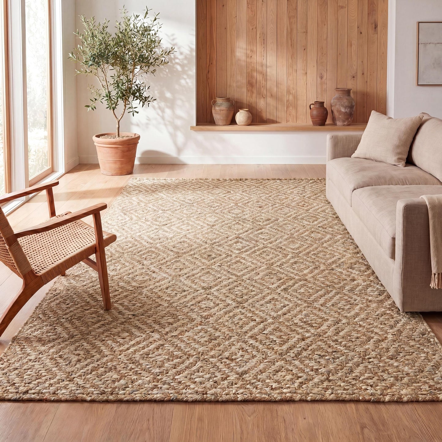 JONATHAN Y Hira Hand Woven Diamond Chunky Jute Natural Indoor Area Rug, 3x5, Bohemian, Transitional, Easy-Cleaning for Living Room, Bedroom, Kitchen, Pet Friendly, Non-Shedding (NFR100A-3)
