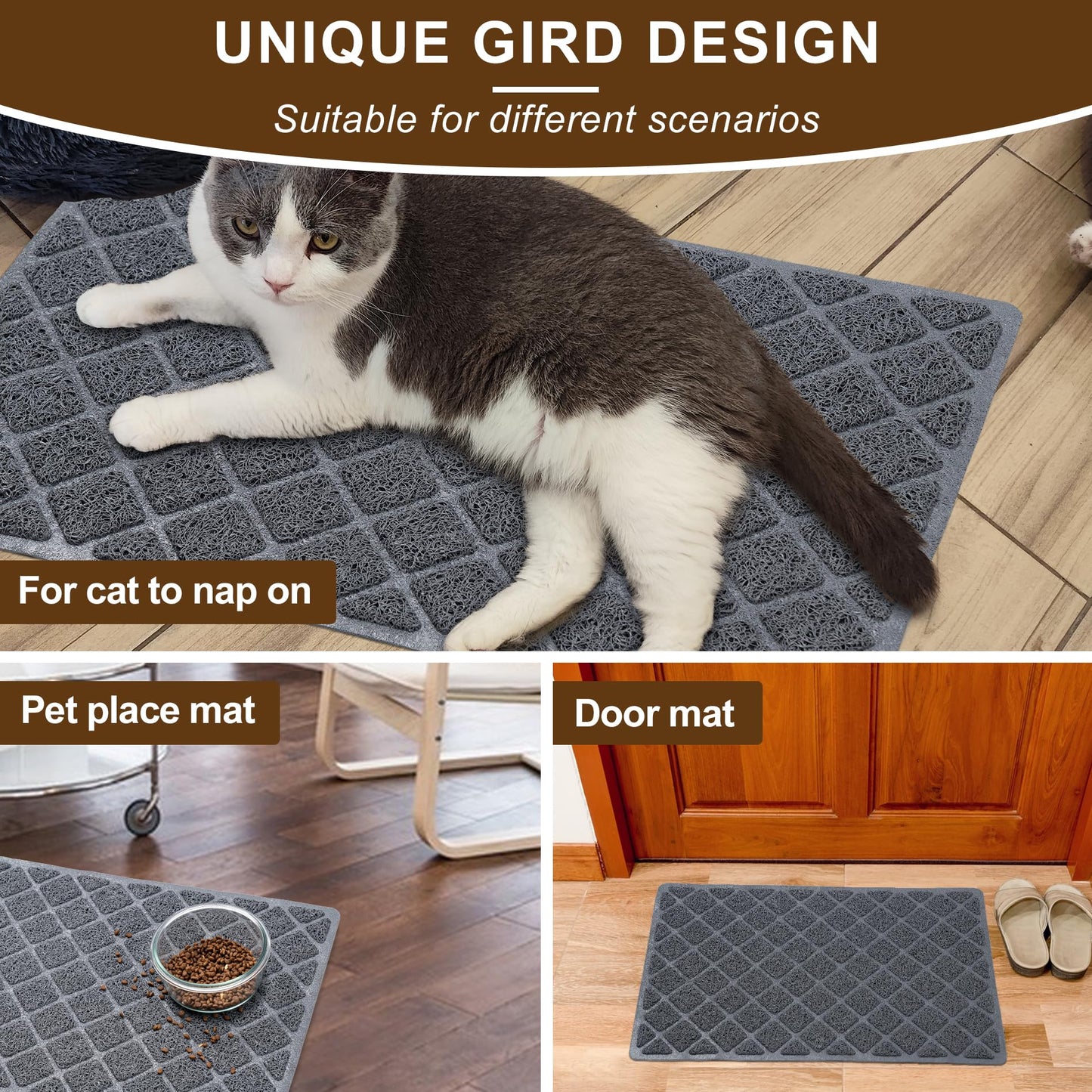 BOOMIBOO Cat Litter Mat Litter Box Mat，Litter Trapping Mat Premium Durable PVC Pad, 23 x 14 Inches, Easy to Clean，Non-Slip，Urine Waterproof