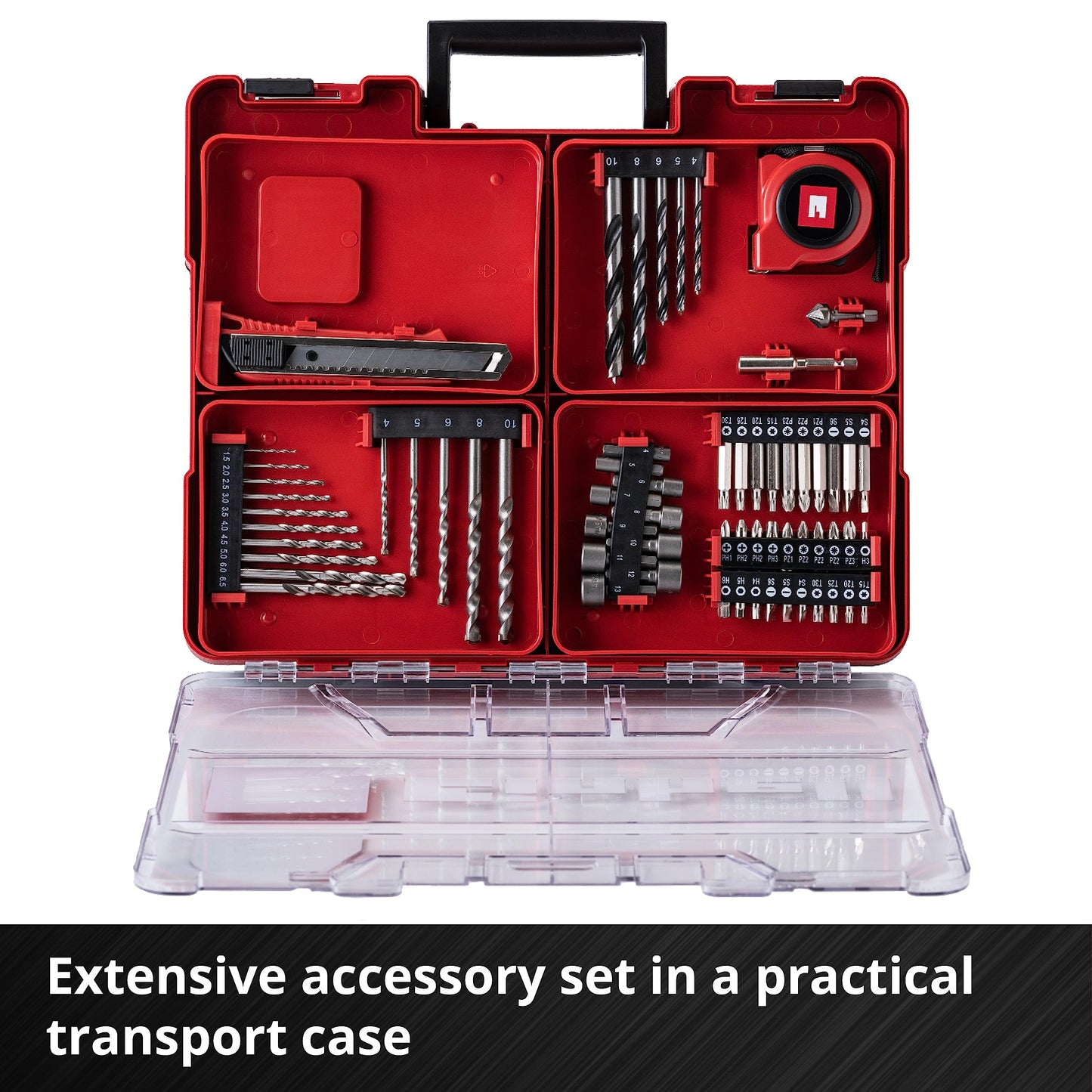 Einhell Power X-Change 40Nm Cordless Drill Driver With Battery And Charger - 18V, 3-in-1 Combi Drill, Hammer Drill And Screwdriver - TE-CD 18/40 Li-i Impact Drill Set With 69 Pc Accessory Kit