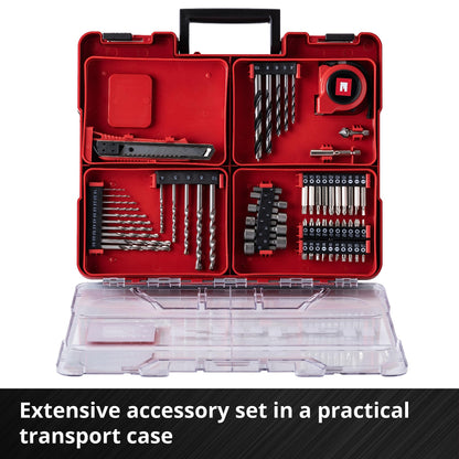 Einhell Power X-Change 40Nm Cordless Drill Driver With Battery And Charger - 18V, 3-in-1 Combi Drill, Hammer Drill And Screwdriver - TE-CD 18/40 Li-i Impact Drill Set With 69 Pc Accessory Kit