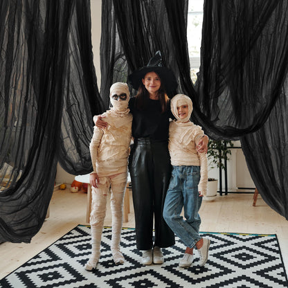 600" x 85" Creepy Halloween Cloth - Black Spooky Fabric - Large Creepy Halloween Decorations for Haunted House, Window Backdrops, Garden Party, Yard, Wall, Doorway