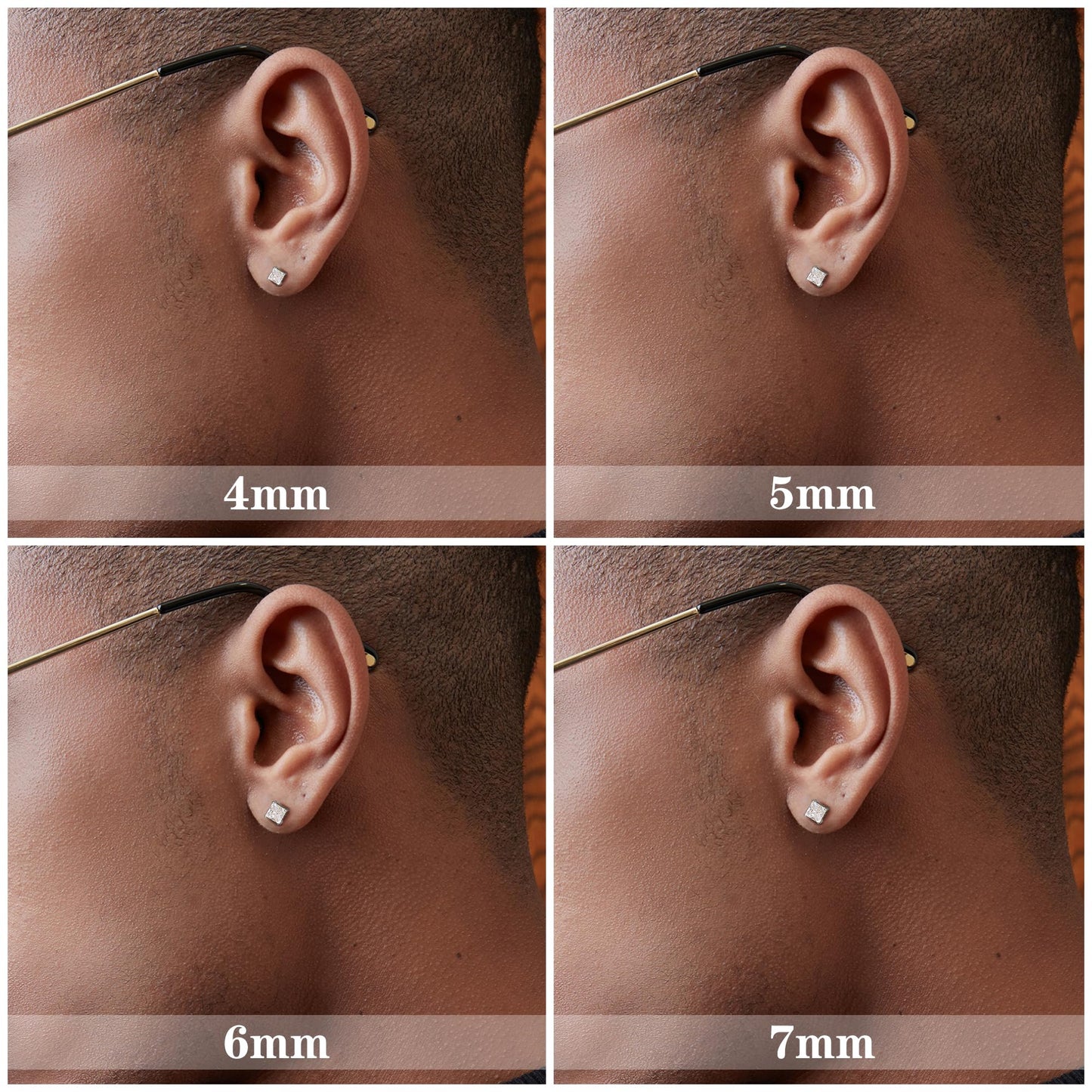 Yadoca 4 Pairs Stainless Steel Magnetic Stud Earrings for Men Women Non-Piercing Clip On Earrings Cubic Zirconia 4-7 mm