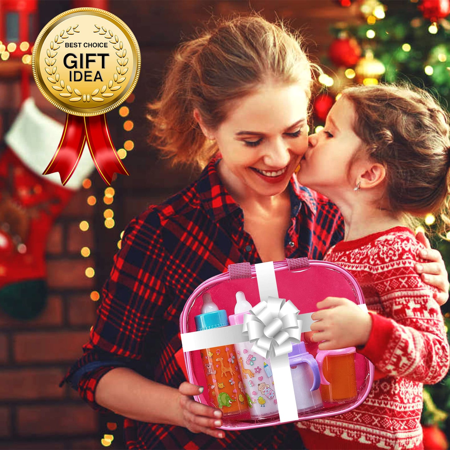 fash n kolor®, My Sweet Baby Disappearing Doll Feeding Set, Baby Care 6 Piece Doll Feeding Set for Toy Stroller | 2 Milk & Juice Bottles with 2 Toy Pacifier for Baby Dolls