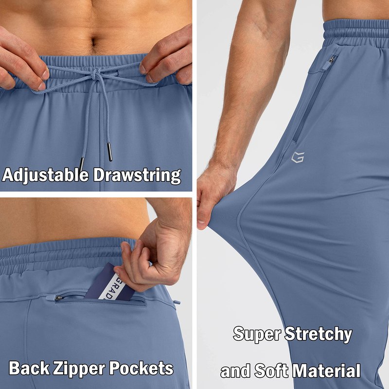G Gradual Men's Sweatpants with Zipper Pockets Tapered Joggers for Men Athletic Pants for Workout, Jogging, Running (Slate Blue, Medium)