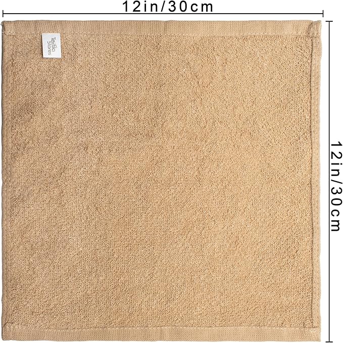 Basic Wash Cloths 12x12 Inches – Bulk Pack of 24 – Beige Color – Soft and