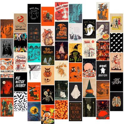 Waschbär Halloween Wall Collage Kit Aesthetic Pictures - Halloween Room Decor, Poster for Teen Girls, Witchy Room Decor, Witchy Decorations for Bedroom, 50pcs