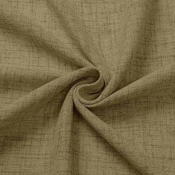 Tollpiz Linen Tier Curtains Rod Pocket Semi Sheer Short Kitchen Curtain Half Burlap Light Filtering Thick Linen Drape for Bathroom, 30 x 30 inches Long, Taupe, Set of 2 Panels
