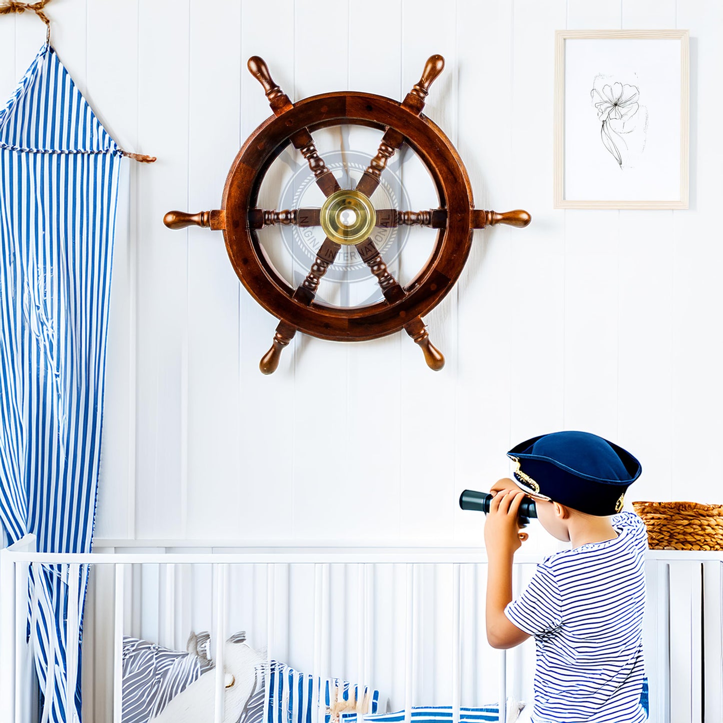 Nagina International Premium Nautical Handcrafted Wooden Ship Wheel | Pirate's Wall Home Decor & Gifts (16 Inches, Dark Rosewood)