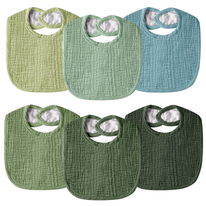 Wrrernsin Muslin Baby Bibs for Unisex Boys Girls, Cotton Drool Bib, Adjustable Newborn Bibs for Drooling and Teething