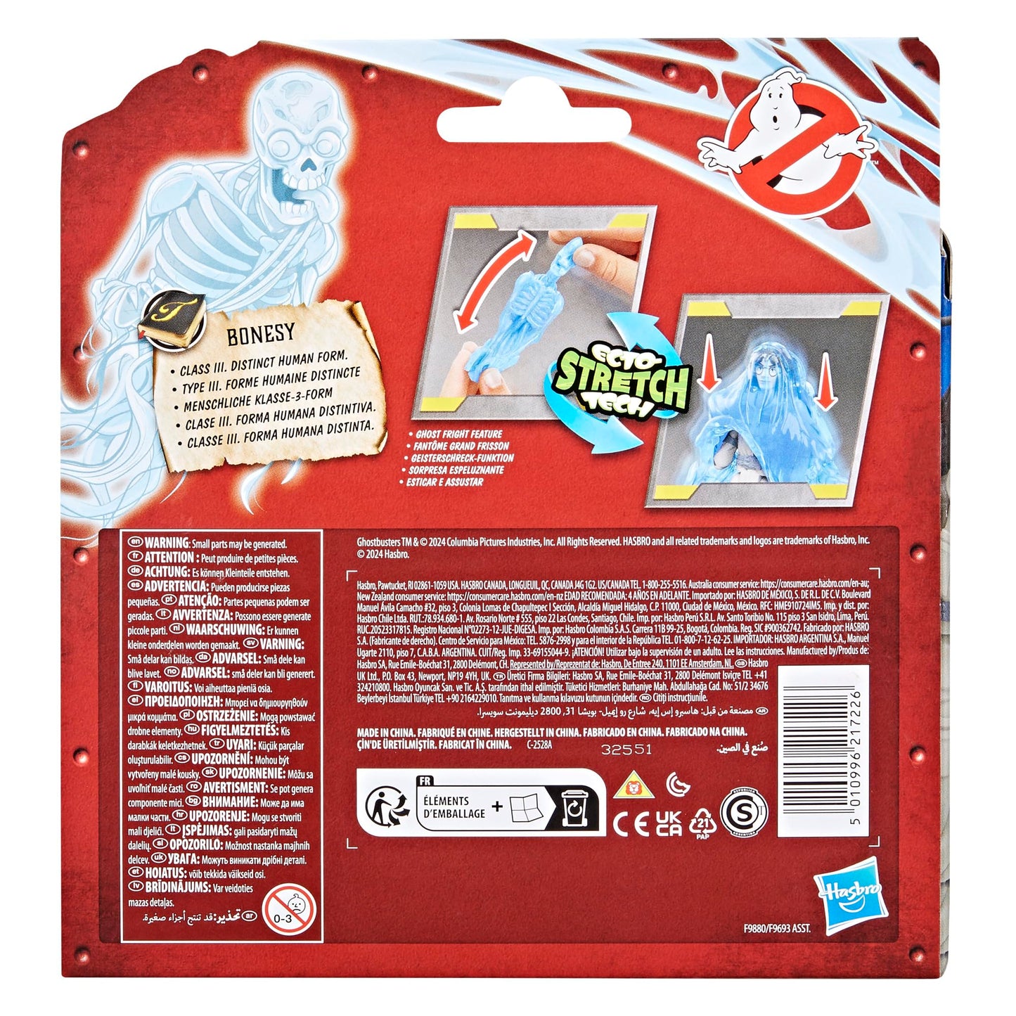 Ghostbusters Fright Features Phoebe Spengler Action Figure with Ecto-Stretch Tech Bonesy Ghost Toy Accessory, Toys for Kids Ages 4+