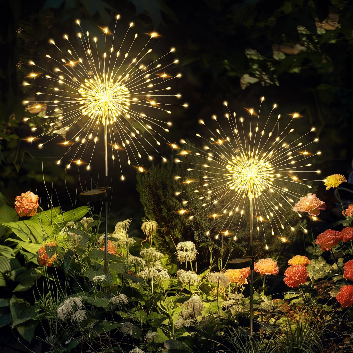 GIGALUMI Garden Outdoor Decor Lights 120LED 2Pack, Solar Garden Lights for Yard Outside Fairy Decorative,Solar Powered for Yard Pathway Flowerbed Planter Balcony Patio 4th of July Decor（Warm White）