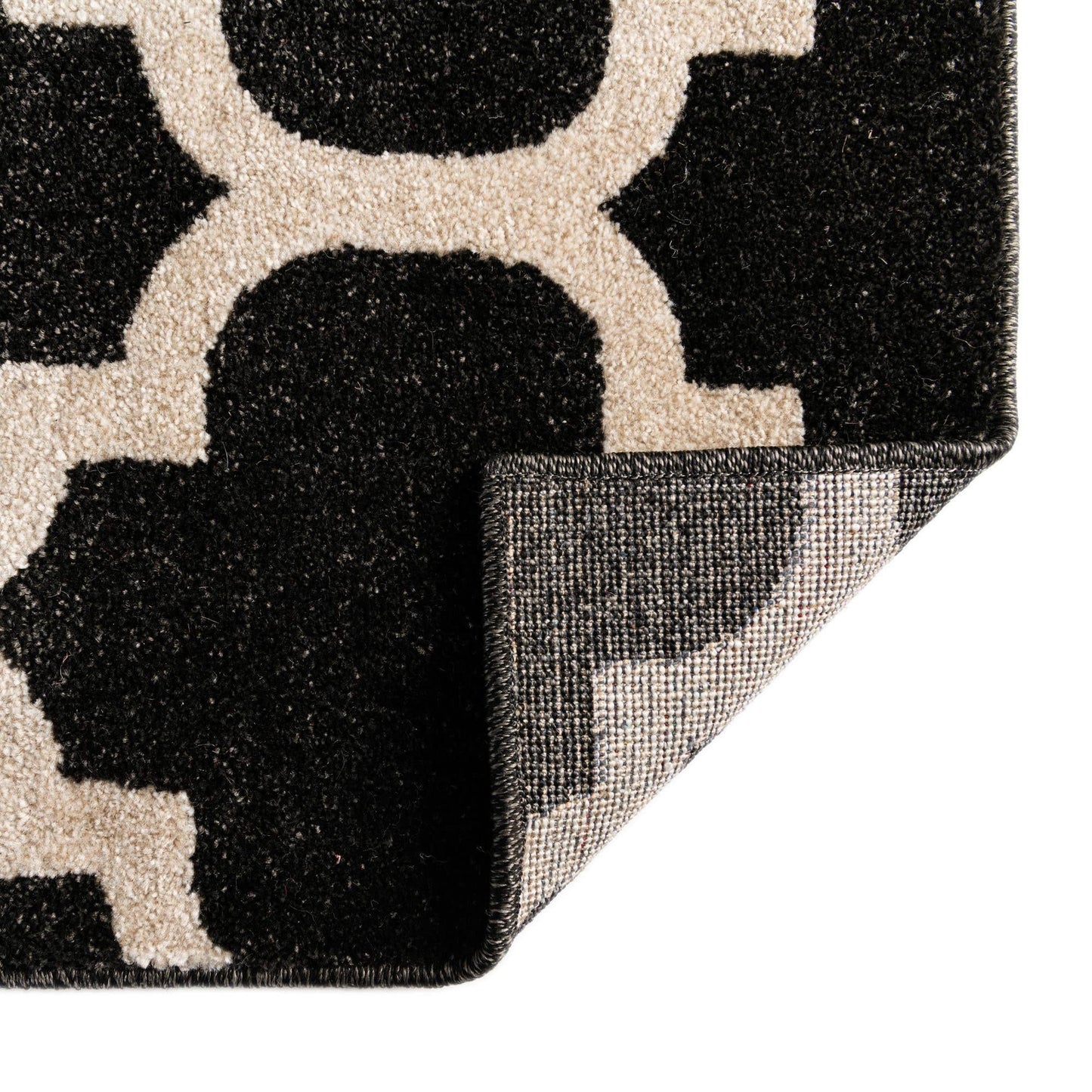 Rugs.com Lattice Collection Rug – 3' x 5' Black Medium Rug Perfect for Entryways, Kitchens, Breakfast Nooks, Accent Pieces