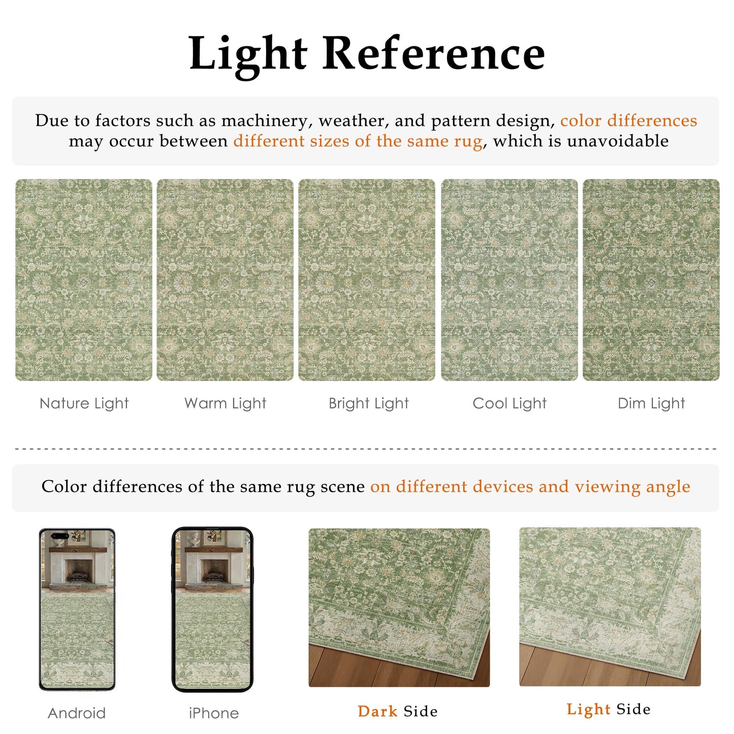 WondRg 6x9 Washable Area Rug for Living Room Bedroom Green Low Pile Non Slip Rug Neutral Distressed Carpet Dining Room Classroom Playroom Home Decor