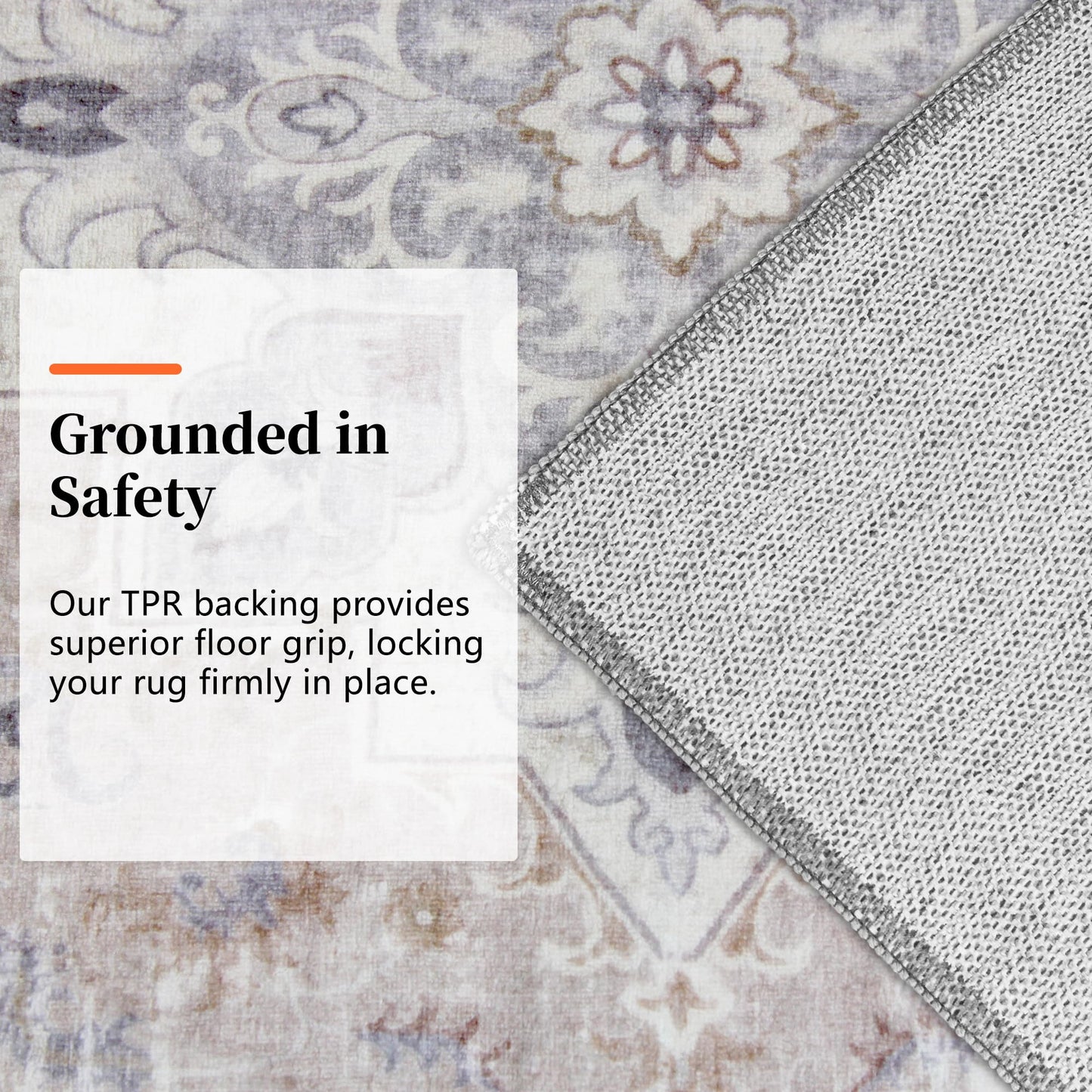 TTelephant 4x6 Bedroom Rug, Soft Non-Slip Vintage Medallion Rug, Low-Pile Printed Indoor 4x6 Washable Area Rugs for Living Room, Bedroom Bedside -Light Blush/Cream