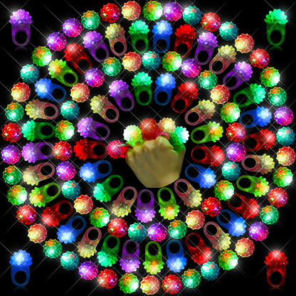Sosation 100 Pcs Halloween Light up Ring LED Flashing Ring Halloween Party Favors Glow in The Dark Bumpy Jelly Finger Light up Blinking for Kids Carnival Party Supplies(Colorful)