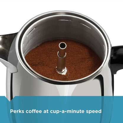 Farberware Electric Coffee Percolator, FCP240, Stainless Steel Basket, Automatic Keep Warm, No-Drip Spout, 4 Cup