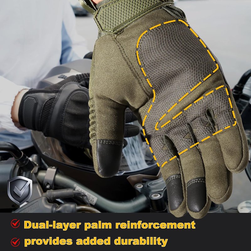 Touchscreen Full Finger Gloves for Men - Padded Outdoor Winter Gloves | Green