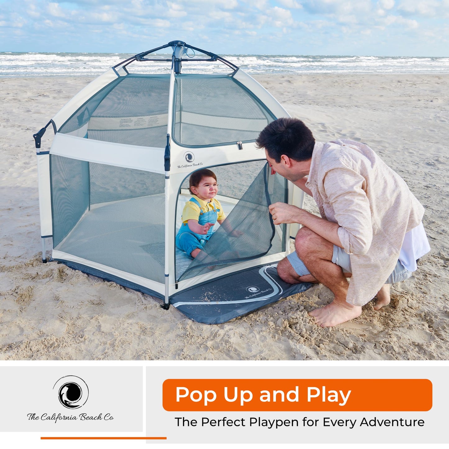 POP 'N GO PLAYPEN - Indoor & Outdoor Baby Playpen for Babies and Toddlers - Baby Beach Tent, Foldable, Portable W/Canopy, Travel Bag, & Mosquito Net - Pop Up Pack and Play Tent (Warm Ivory)