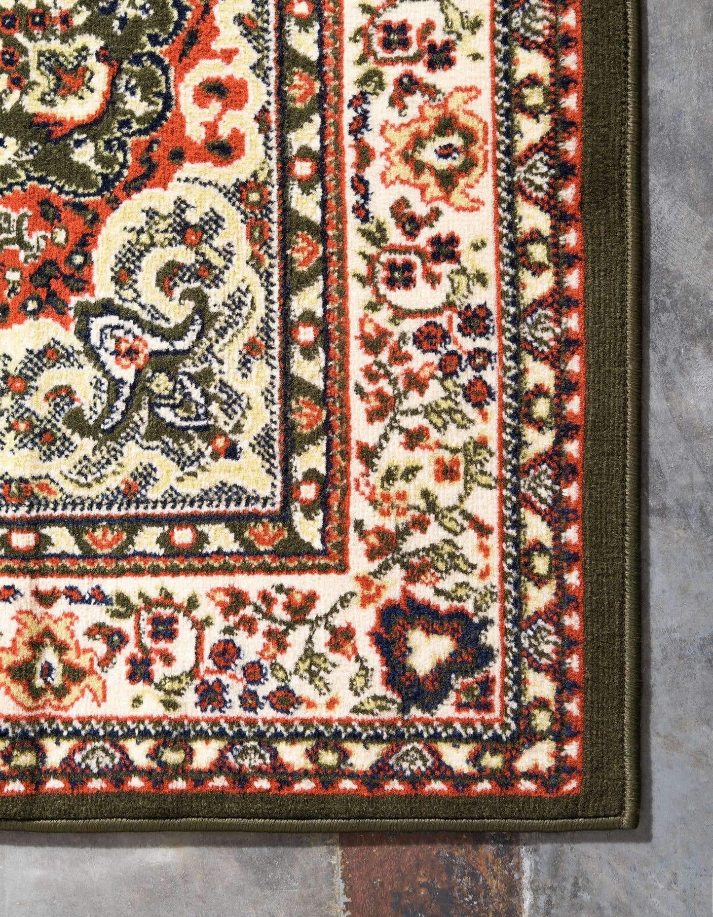 Unique Loom Reza Collection Traditional Persian Style Area Rug, 4 x 6 ft, Olive/Ivory