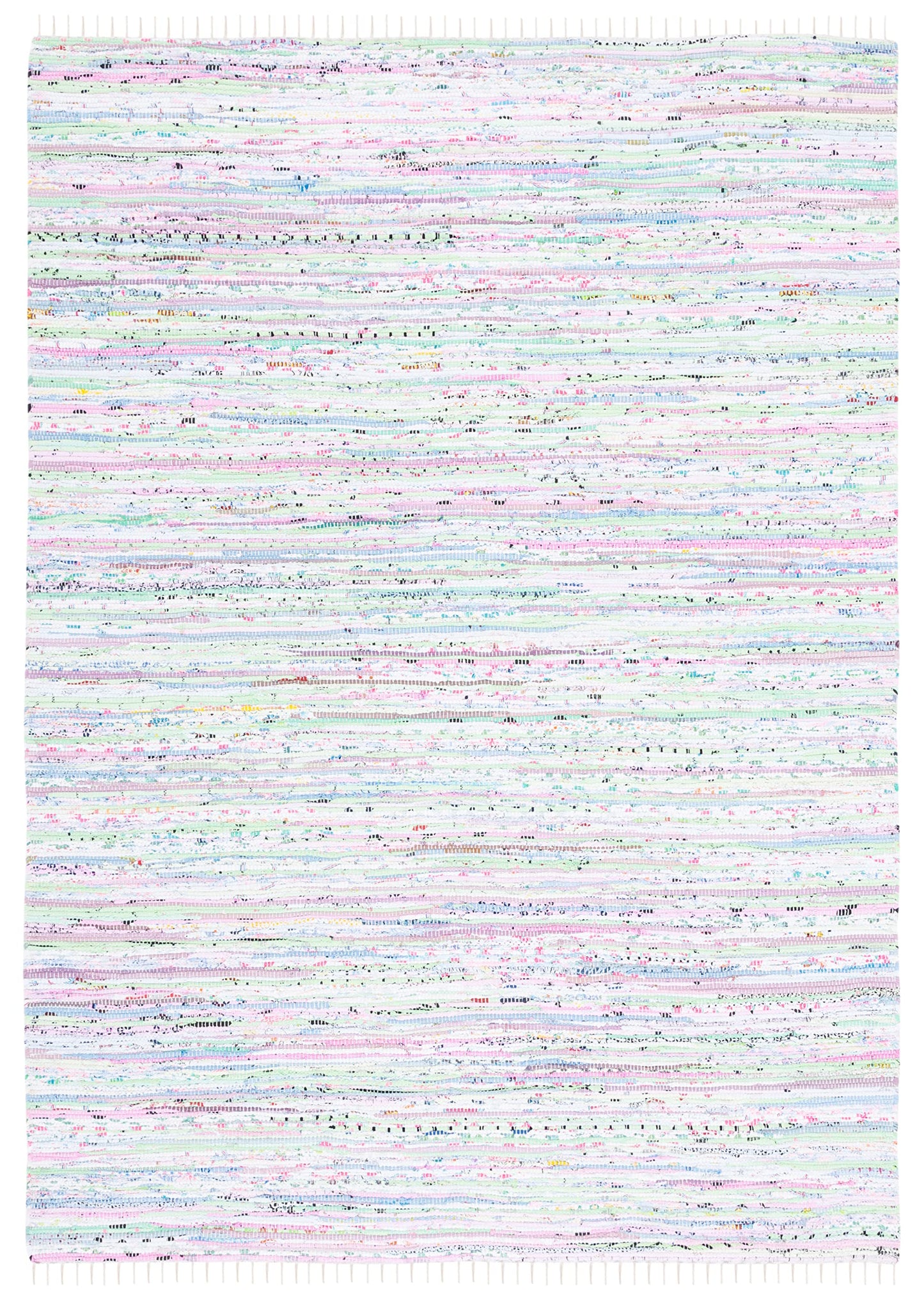 SAFAVIEH Rag Rug Collection Area Rug - 5' x 7', Light Green & Multi, Handmade Boho Stripe Cotton, Ideal for High Traffic Areas in Living Room, Bedroom (RAR125D)