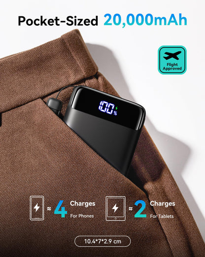 INIU 20000mAh Power Bank, Smallest Fast Charging Portable Charger, USB C In&Out Mini Powerbank, External Phone Battery Pack for iPhone 17 16 15 Pro Samsung S25 S24 Airpods iPad etc Travel & Camping